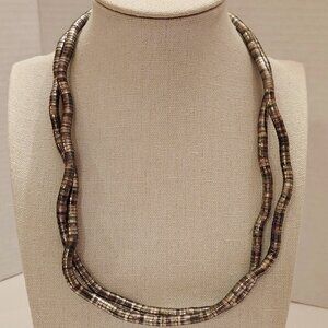 Vintage Articulated Flexible Artsy Necklace or Bracelet Silver Black Gold 34 in